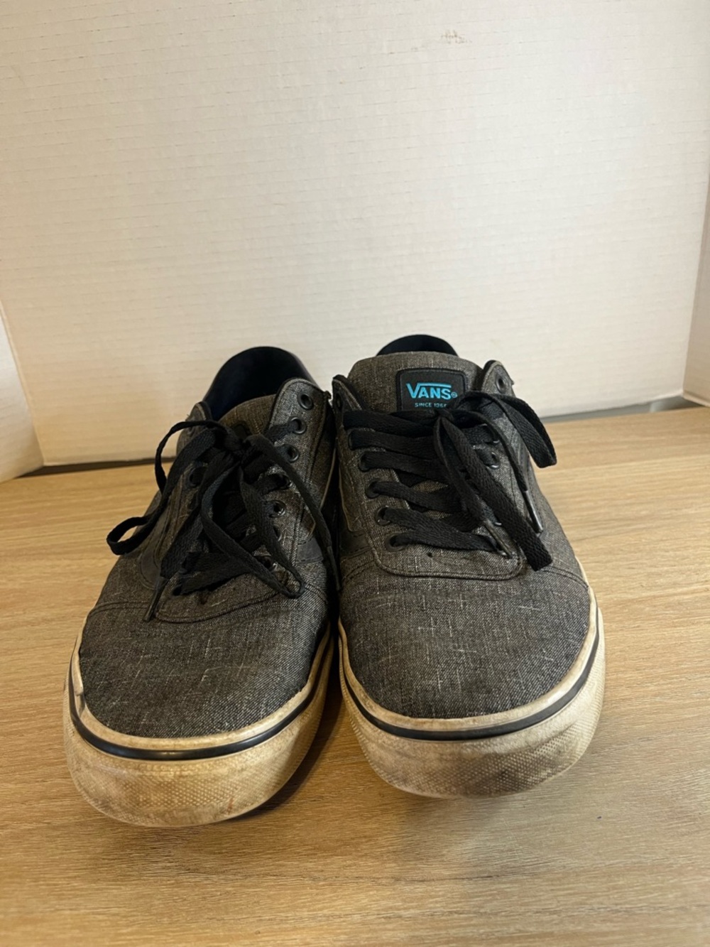 Vans Gray Canvas Low-Top Sneakers with Black Laces